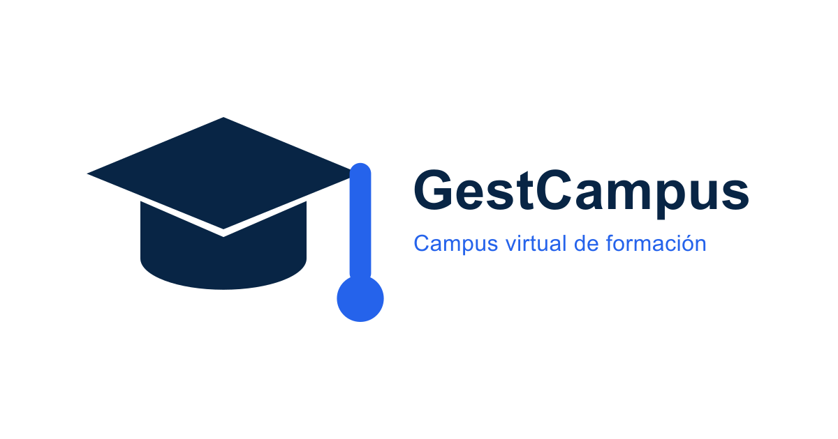 Logotipo de GestCampus: un birrete de graduación junto al nombre «GestCampus», plataforma profesional de formación online