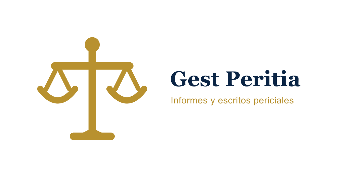 Logotipo de Gest Peritia: una balanza de la justicia dorada junto al nombre «Gest Peritia»